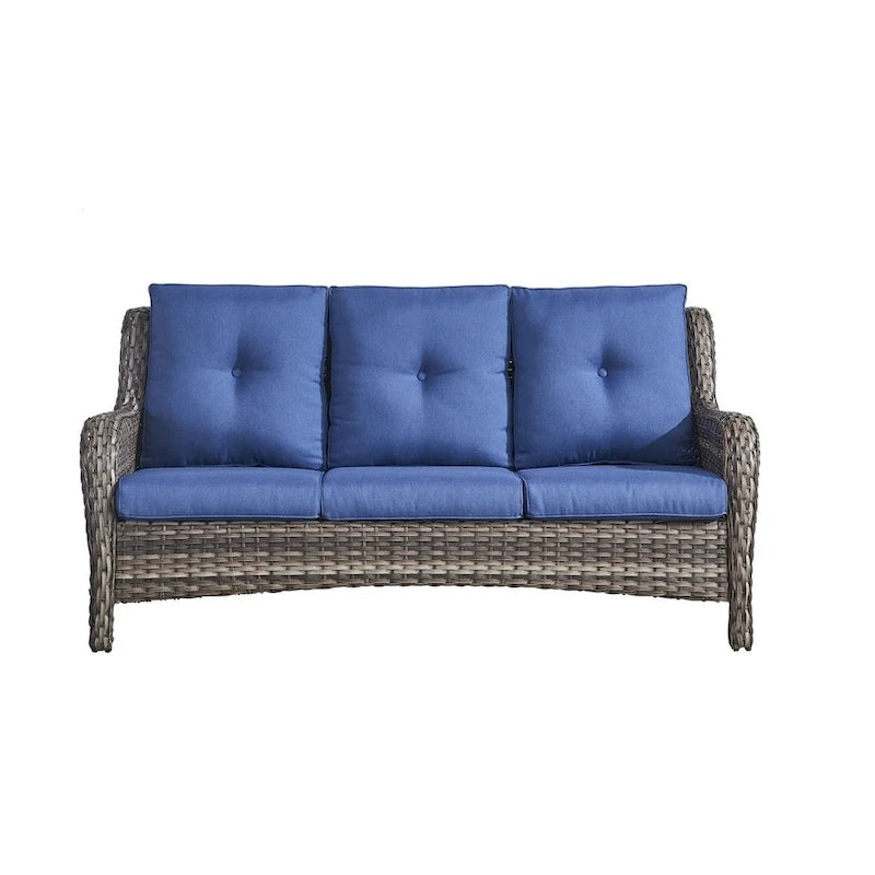 Gymojoy Outdoor Wicker Patio Sofa 3-Seat Rattan Sofa Furniture
