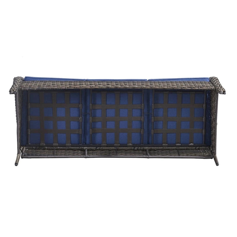 Gymojoy Outdoor Wicker Patio Sofa 3-Seat Rattan Sofa Furniture