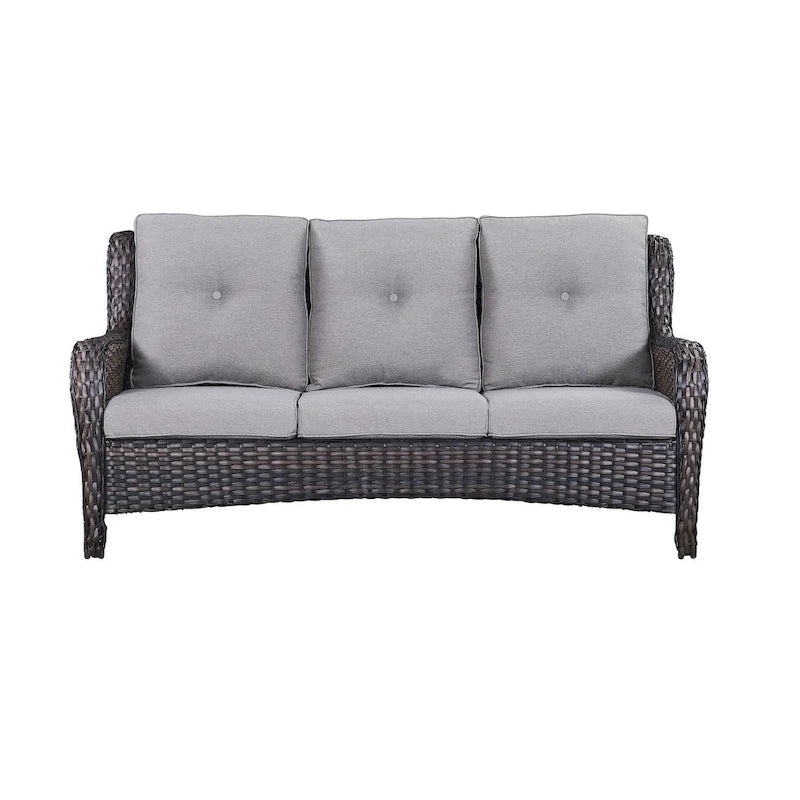Gymojoy Outdoor Wicker Patio Sofa 3-Seat Rattan Sofa Furniture