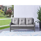 Gymojoy Outdoor Wicker Patio Sofa 3-Seat Rattan Sofa Furniture