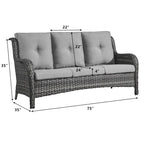 Gymojoy Outdoor Wicker Patio Sofa 3-Seat Rattan Sofa Furniture