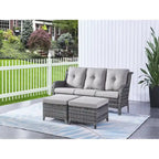 Gymojoy Outdoor Wicker Patio Sofa 3-Seat Rattan Sofa Furniture