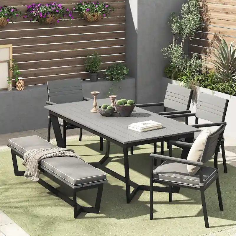 Corvus Orville 6-piece Aluminum Outdoor Dining Set with WPC Table Top