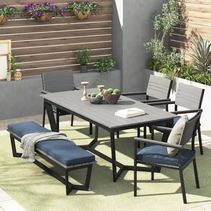 Corvus Orville 6-piece Aluminum Outdoor Dining Set with WPC Table Top