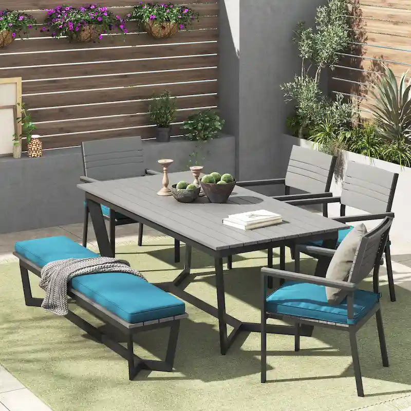 Corvus Orville 6-piece Aluminum Outdoor Dining Set with WPC Table Top