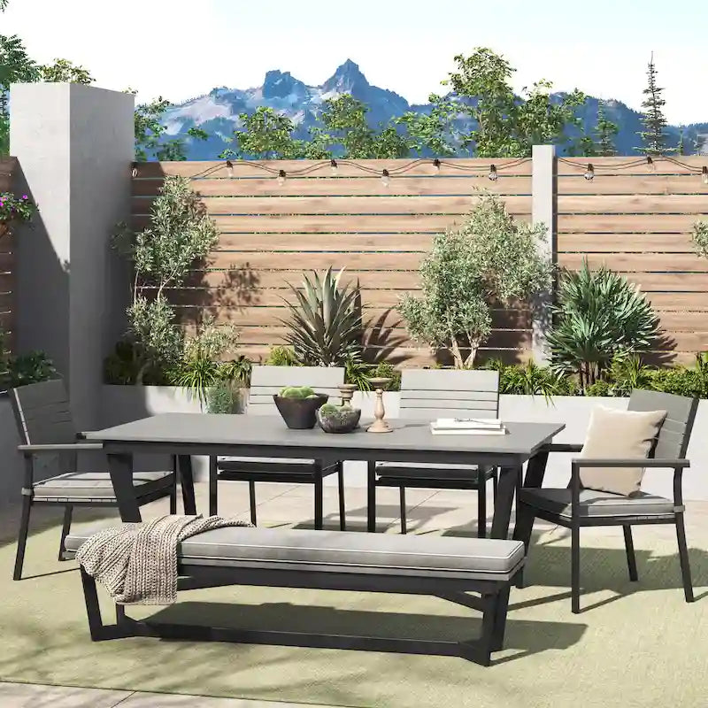 Corvus Orville 6-piece Aluminum Outdoor Dining Set with WPC Table Top