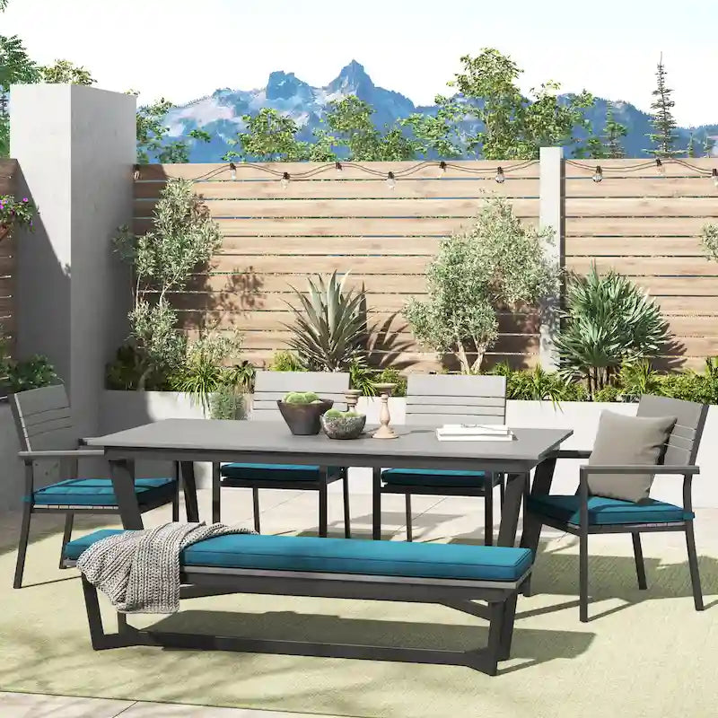Corvus Orville 6-piece Aluminum Outdoor Dining Set with WPC Table Top