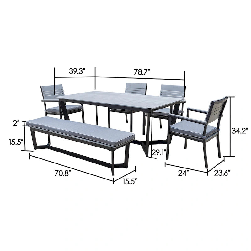 Corvus Orville 6-piece Aluminum Outdoor Dining Set with WPC Table Top