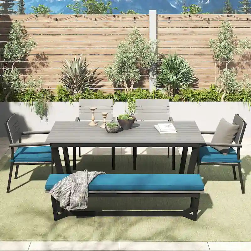 Corvus Orville 6-piece Aluminum Outdoor Dining Set with WPC Table Top