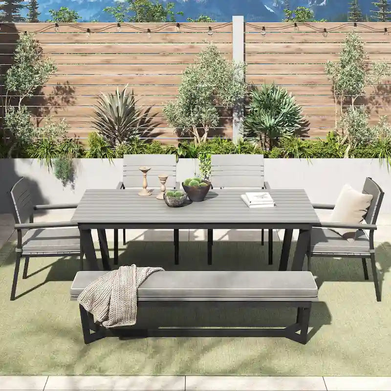 Corvus Orville 6-piece Aluminum Outdoor Dining Set with WPC Table Top