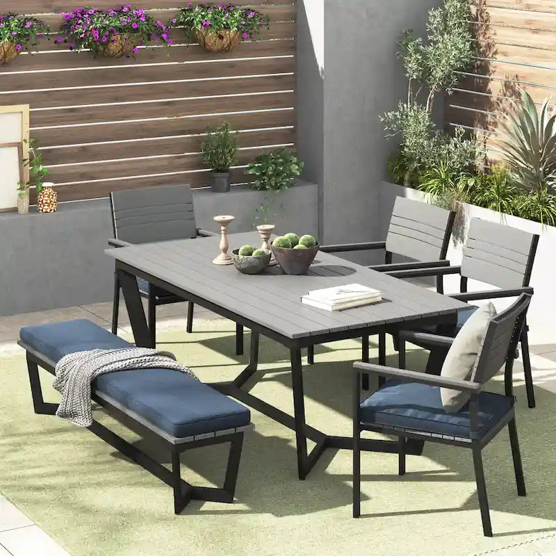 Corvus Orville 6-piece Aluminum Outdoor Dining Set with WPC Table Top