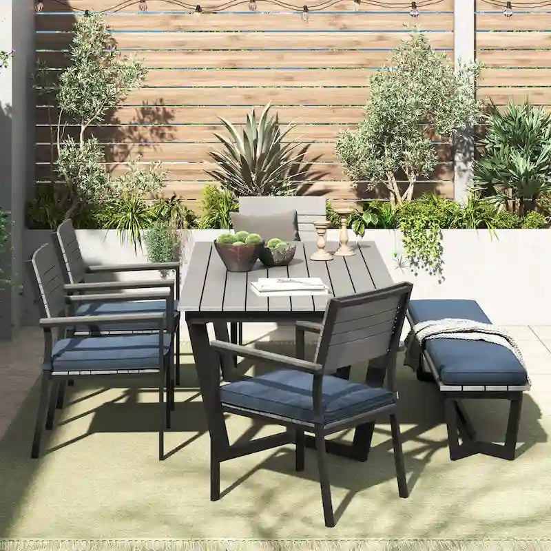 Corvus Orville 6-piece Aluminum Outdoor Dining Set with WPC Table Top