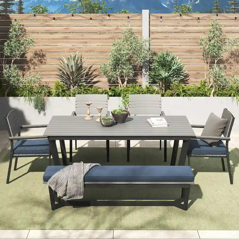 Corvus Orville 6-piece Aluminum Outdoor Dining Set with WPC Table Top