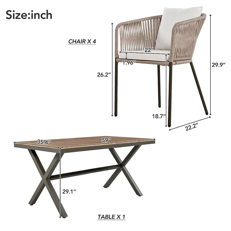 7 Pieces Patio Dining Set, All-Weather Outdoor Furniture Set with Dining Table and Chairs