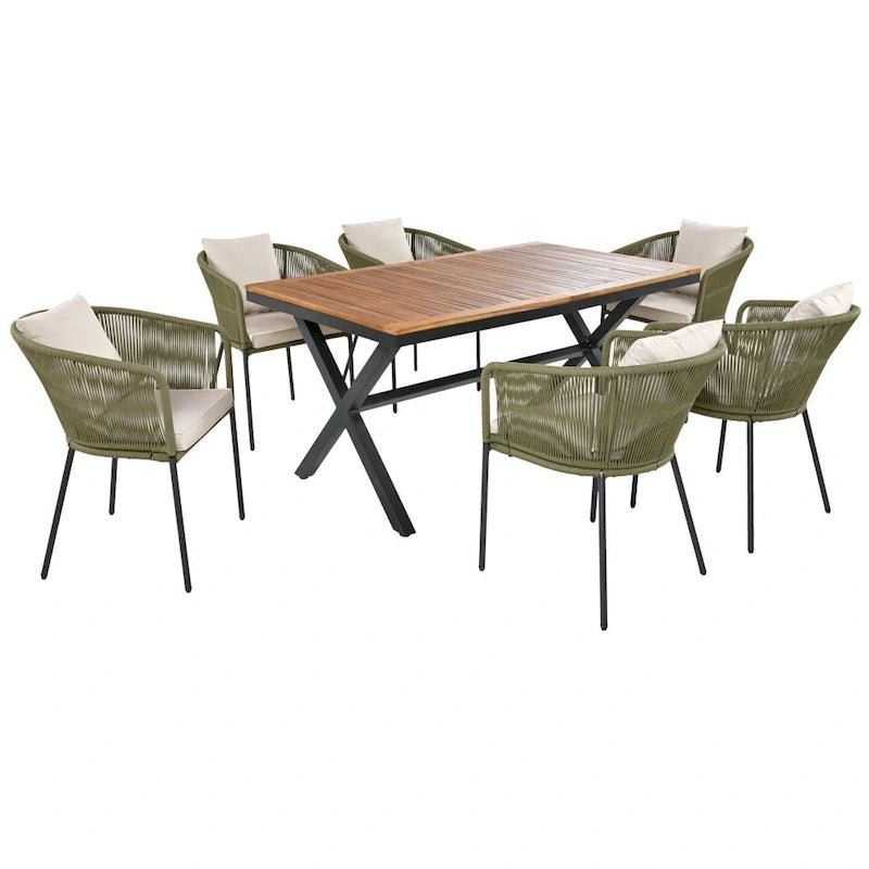 7 Pieces Patio Dining Set, All-Weather Outdoor Furniture Set with Dining Table and Chairs