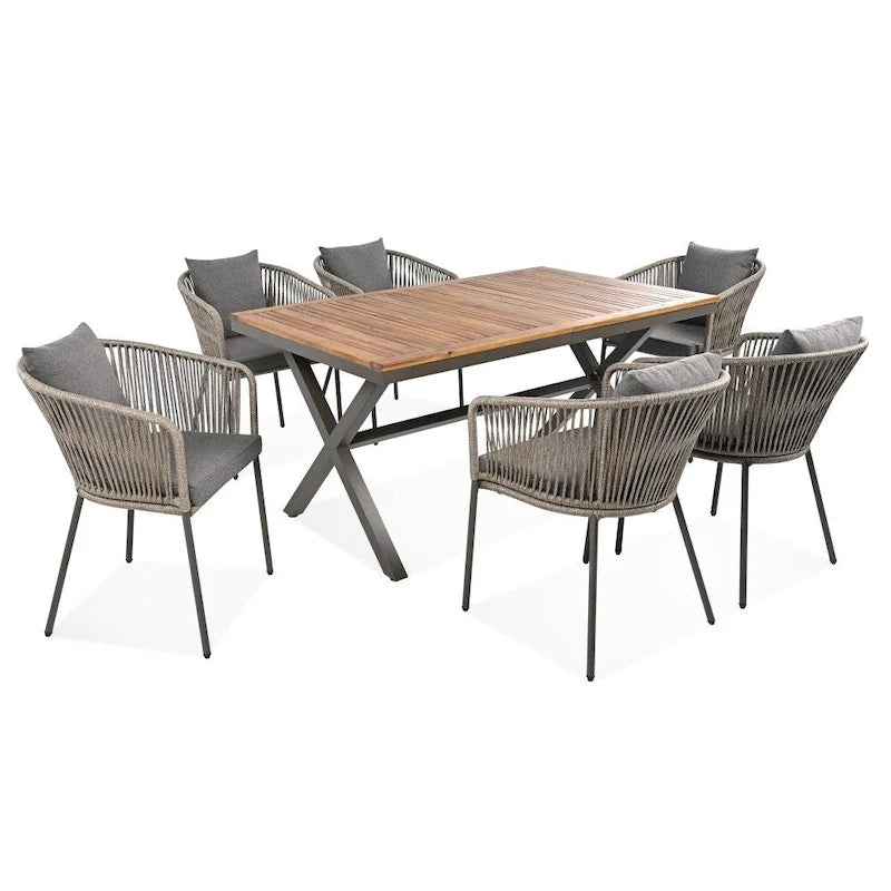 7 Pieces Patio Dining Set, All-Weather Outdoor Furniture Set with Dining Table and Chairs