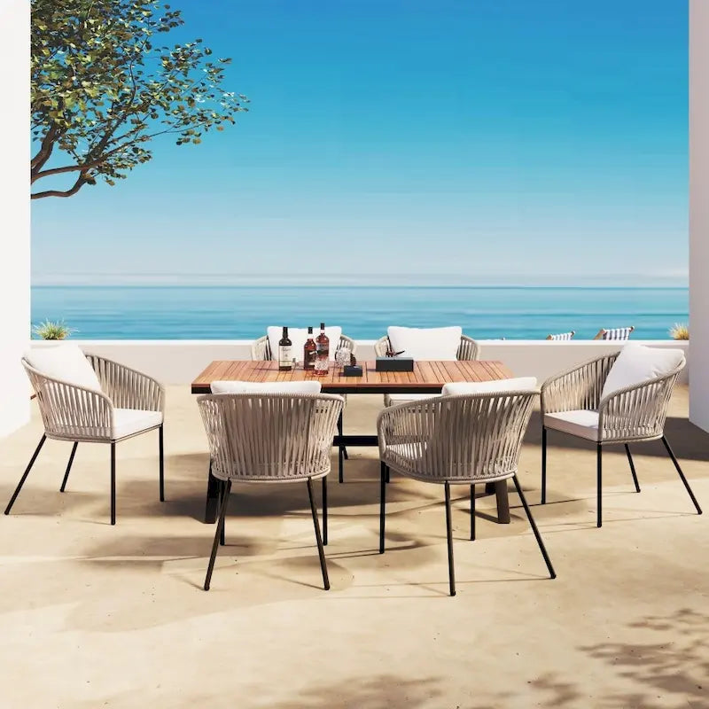 7 Pieces Patio Dining Set, All-Weather Outdoor Furniture Set with Dining Table and Chairs
