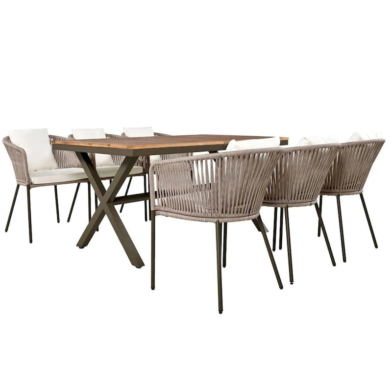 7 Pieces Patio Dining Set, All-Weather Outdoor Furniture Set with Dining Table and Chairs