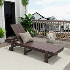 Polytrends Shoreside Modern Poly Eco-Friendly All Weather Reclining Chaise Lounge With Wheels