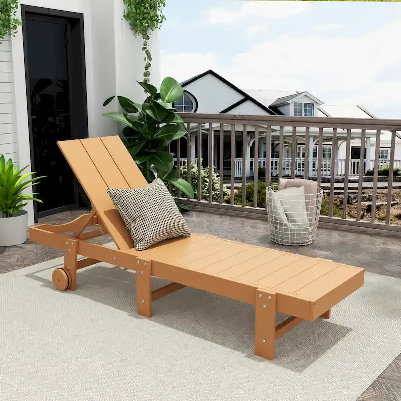 Polytrends Shoreside Modern Poly Eco-Friendly All Weather Reclining Chaise Lounge With Wheels