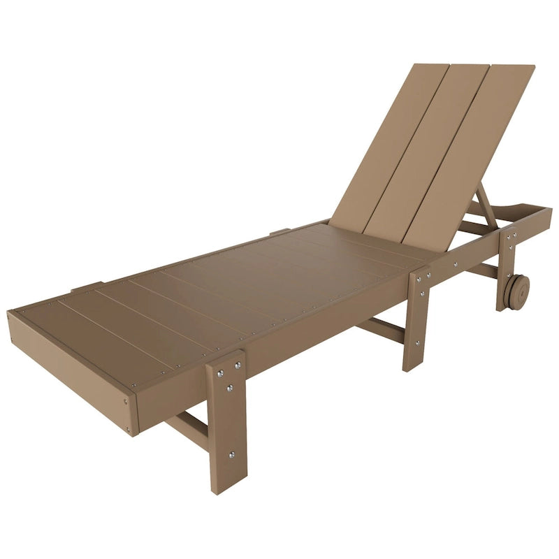 Polytrends Shoreside Modern Poly Eco-Friendly All Weather Reclining Chaise Lounge With Wheels