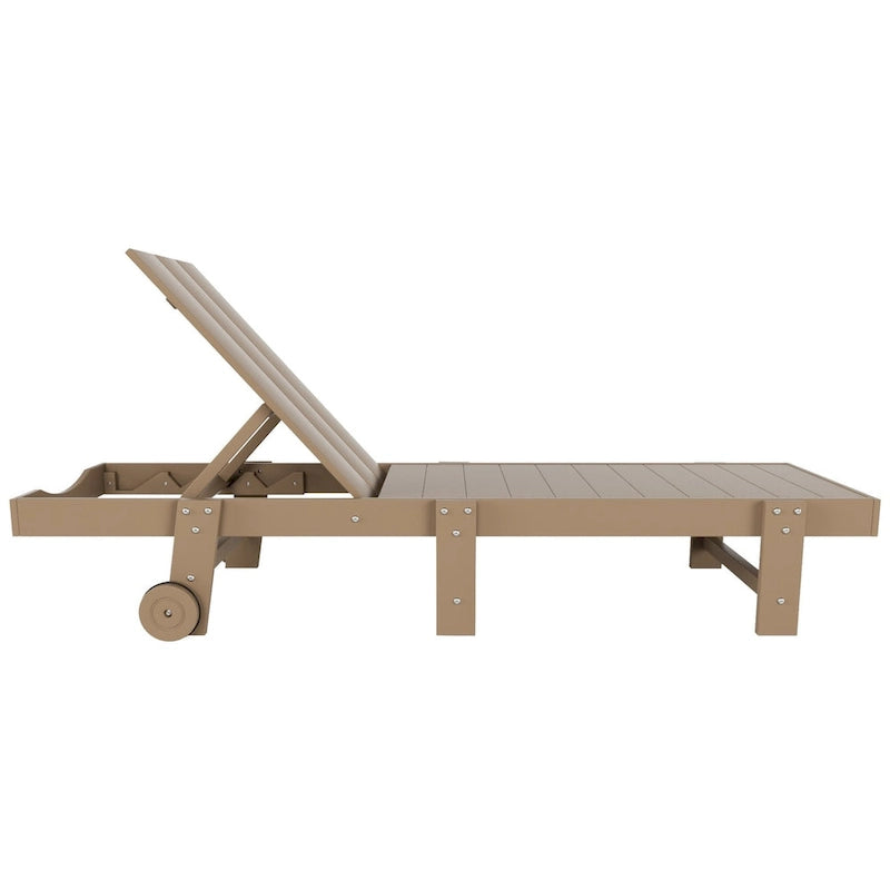 Polytrends Shoreside Modern Poly Eco-Friendly All Weather Reclining Chaise Lounge With Wheels