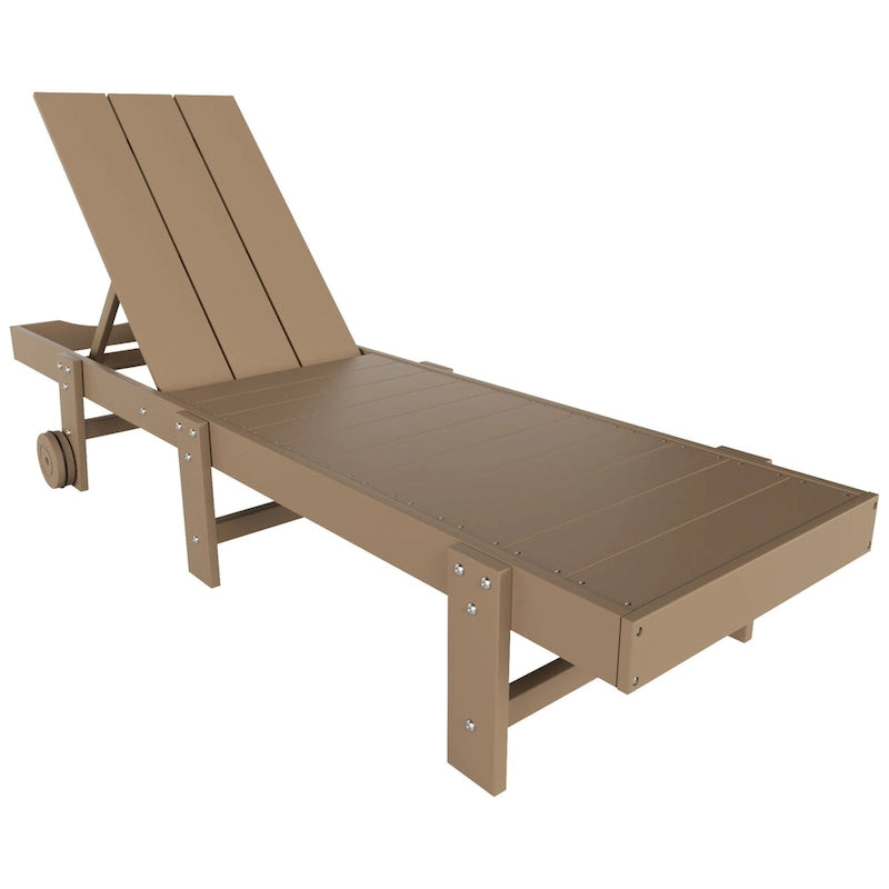 Polytrends Shoreside Modern Poly Eco-Friendly All Weather Reclining Chaise Lounge With Wheels