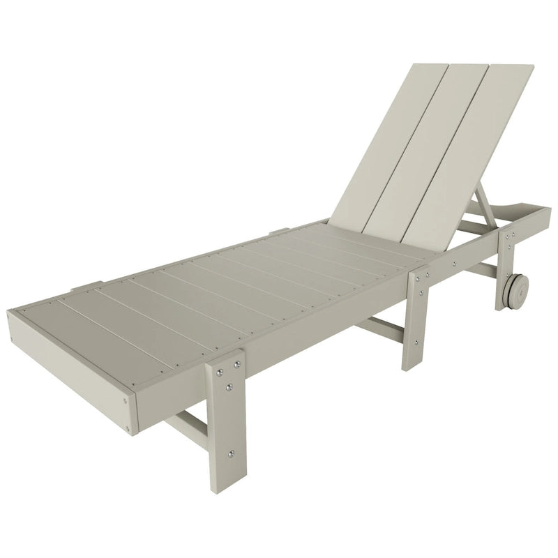 Polytrends Shoreside Modern Poly Eco-Friendly All Weather Reclining Chaise Lounge With Wheels