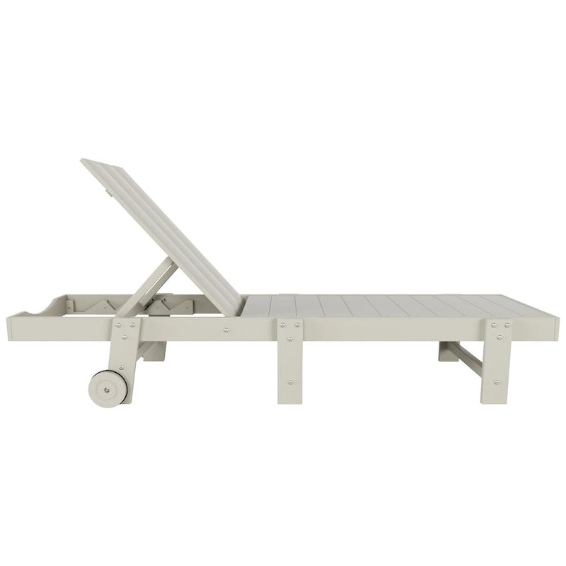 Polytrends Shoreside Modern Poly Eco-Friendly All Weather Reclining Chaise Lounge With Wheels