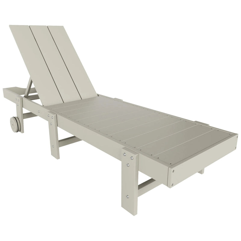 Polytrends Shoreside Modern Poly Eco-Friendly All Weather Reclining Chaise Lounge With Wheels