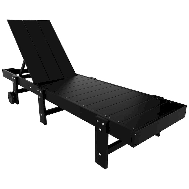 Polytrends Shoreside Modern Poly Eco-Friendly All Weather Reclining Chaise Lounge With Wheels