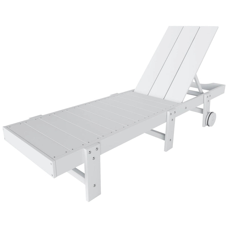 Polytrends Shoreside Modern Poly Eco-Friendly All Weather Reclining Chaise Lounge With Wheels