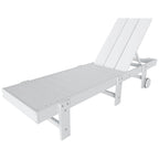 Polytrends Shoreside Modern Poly Eco-Friendly All Weather Reclining Chaise Lounge With Wheels