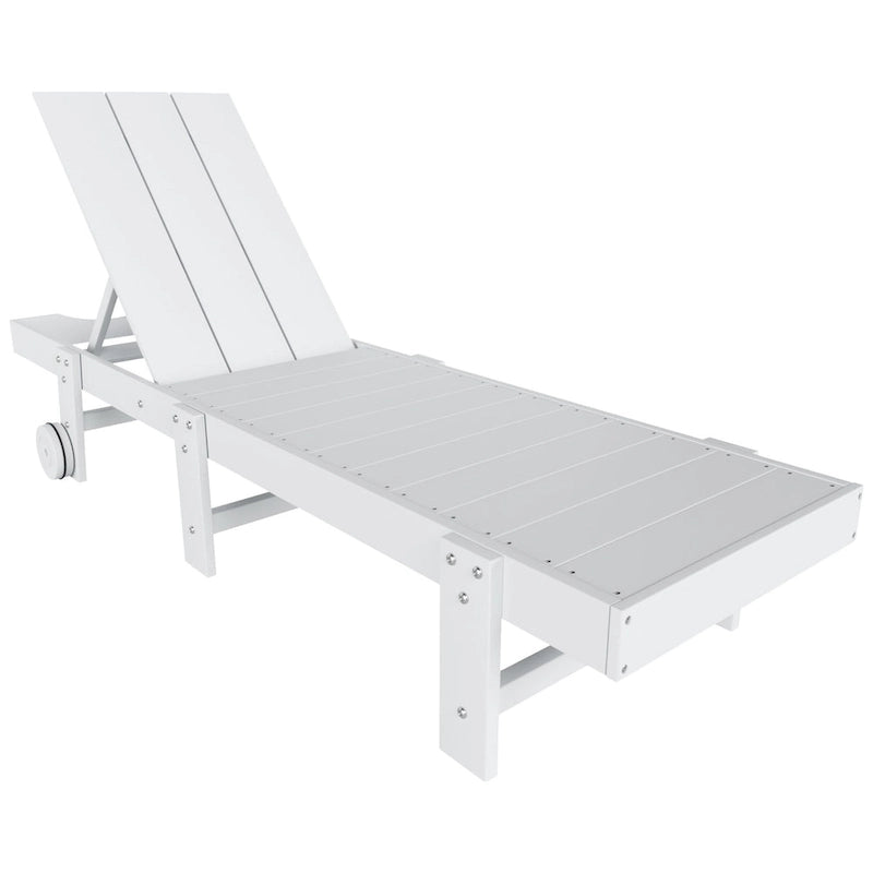 Polytrends Shoreside Modern Poly Eco-Friendly All Weather Reclining Chaise Lounge With Wheels
