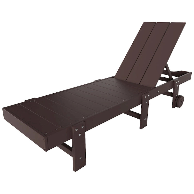 Polytrends Shoreside Modern Poly Eco-Friendly All Weather Reclining Chaise Lounge With Wheels