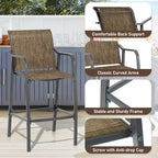 Pellebant Outdoor Bar Height Barstools Patio Bar Stools Chairs - 22.5  D x 21.3  W x 44  H