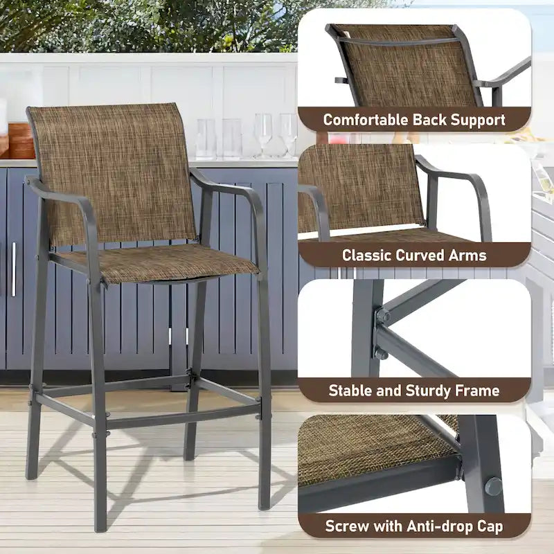 Pellebant Outdoor Bar Height Barstools Patio Bar Stools Chairs - 22.5  D x 21.3  W x 44  H