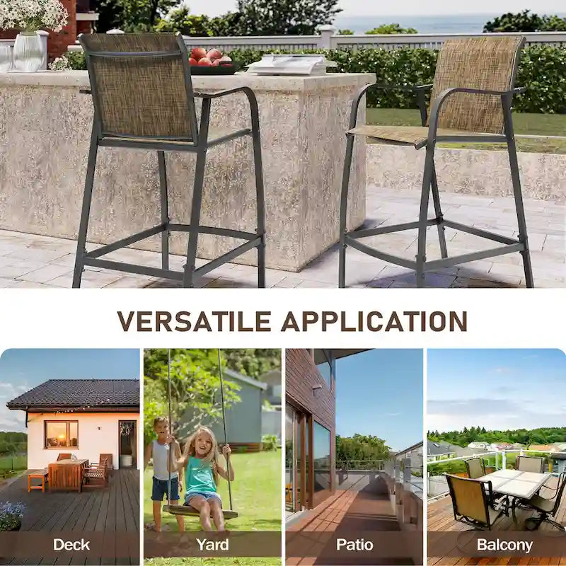 Pellebant Outdoor Bar Height Barstools Patio Bar Stools Chairs - 22.5  D x 21.3  W x 44  H