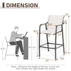 Pellebant Outdoor Bar Height Barstools Patio Bar Stools Chairs - 22.5  D x 21.3  W x 44  H