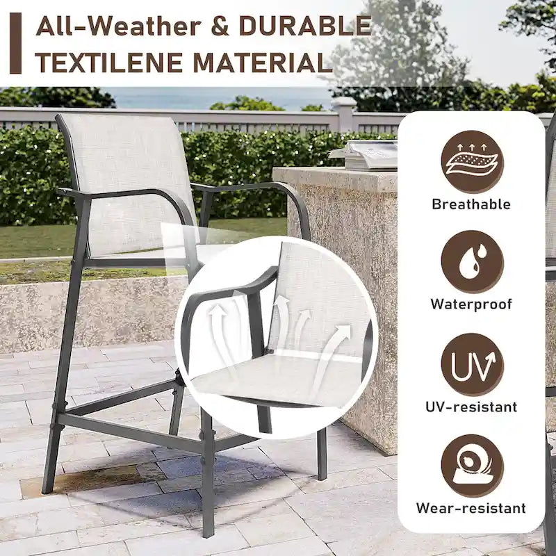 Pellebant Outdoor Bar Height Barstools Patio Bar Stools Chairs - 22.5  D x 21.3  W x 44  H