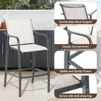 Pellebant Outdoor Bar Height Barstools Patio Bar Stools Chairs - 22.5  D x 21.3  W x 44  H