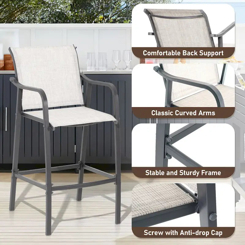 Pellebant Outdoor Bar Height Barstools Patio Bar Stools Chairs - 22.5  D x 21.3  W x 44  H