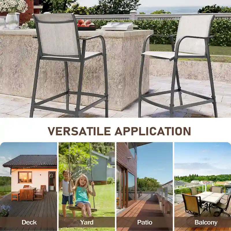 Pellebant Outdoor Bar Height Barstools Patio Bar Stools Chairs - 22.5  D x 21.3  W x 44  H