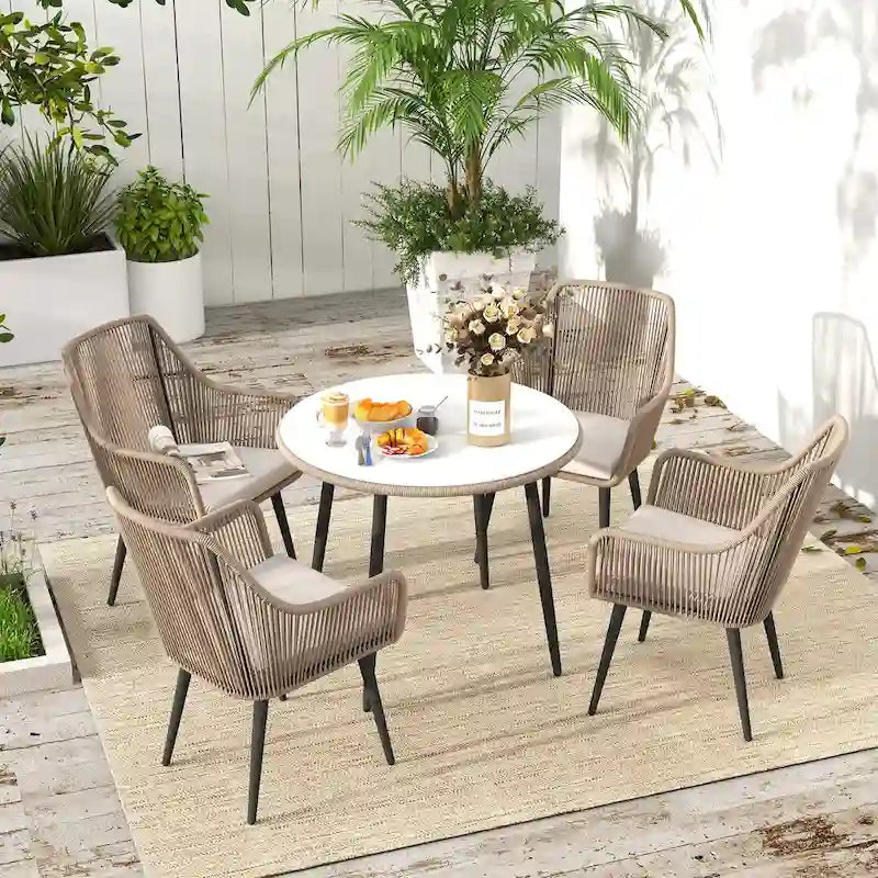5-Piece Outdoor Patio Wicker Dining Set