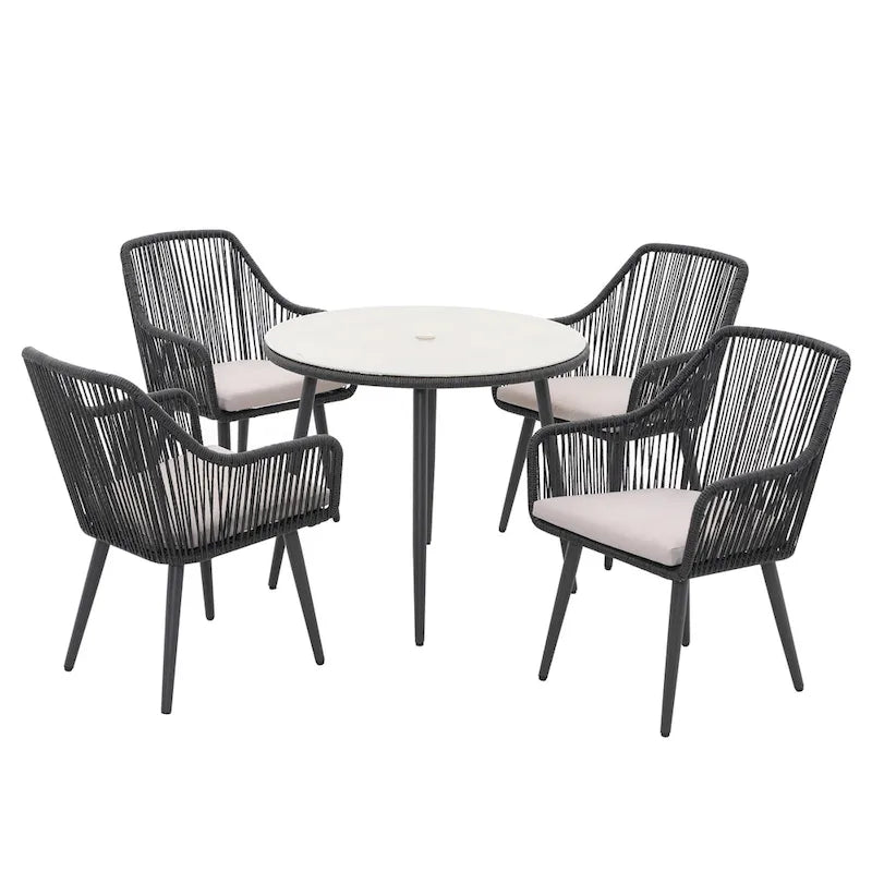 5-Piece Outdoor Patio Wicker Dining Set