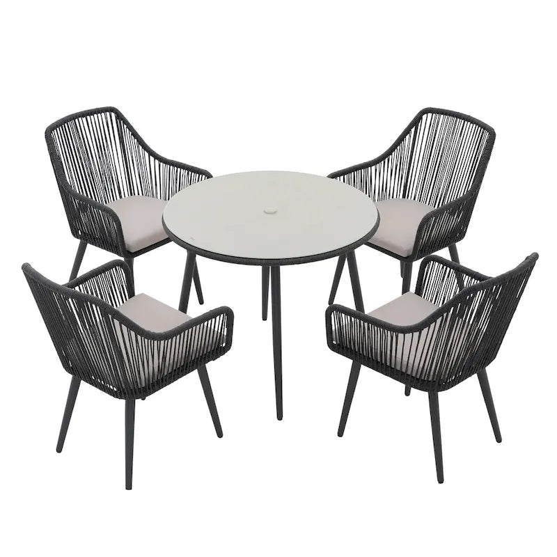 5-Piece Outdoor Patio Wicker Dining Set