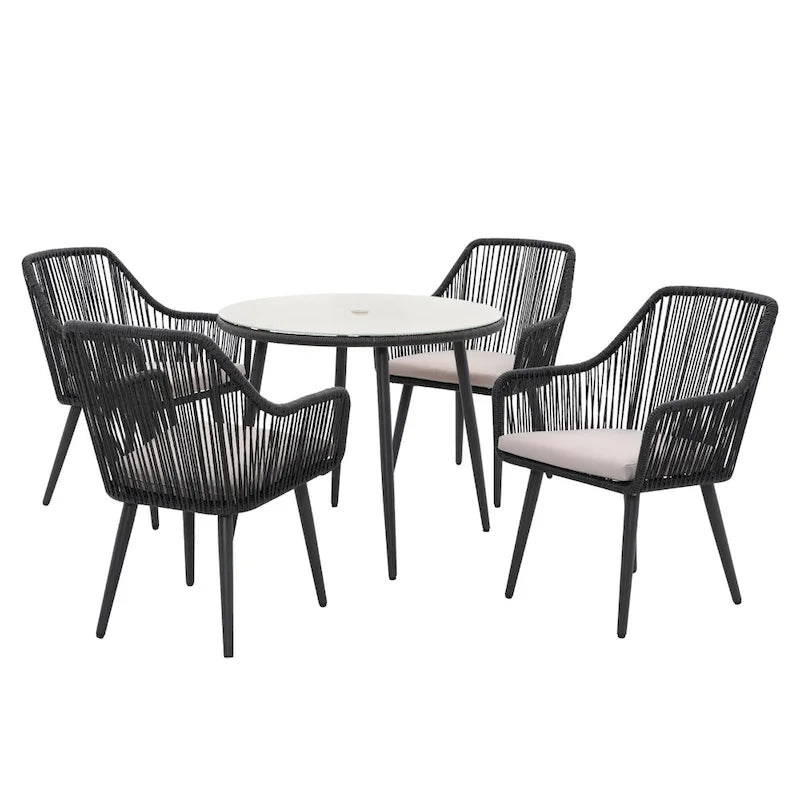5-Piece Outdoor Patio Wicker Dining Set