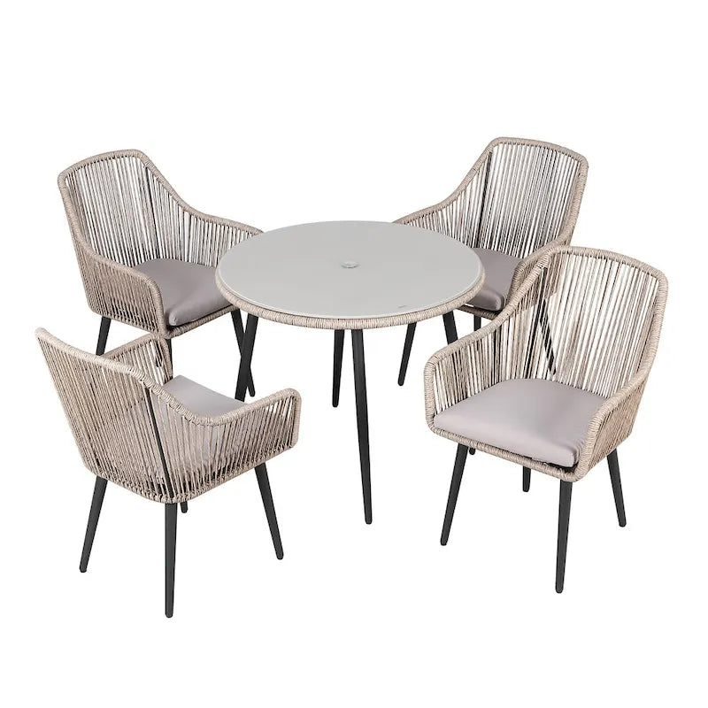 5-Piece Outdoor Patio Wicker Dining Set