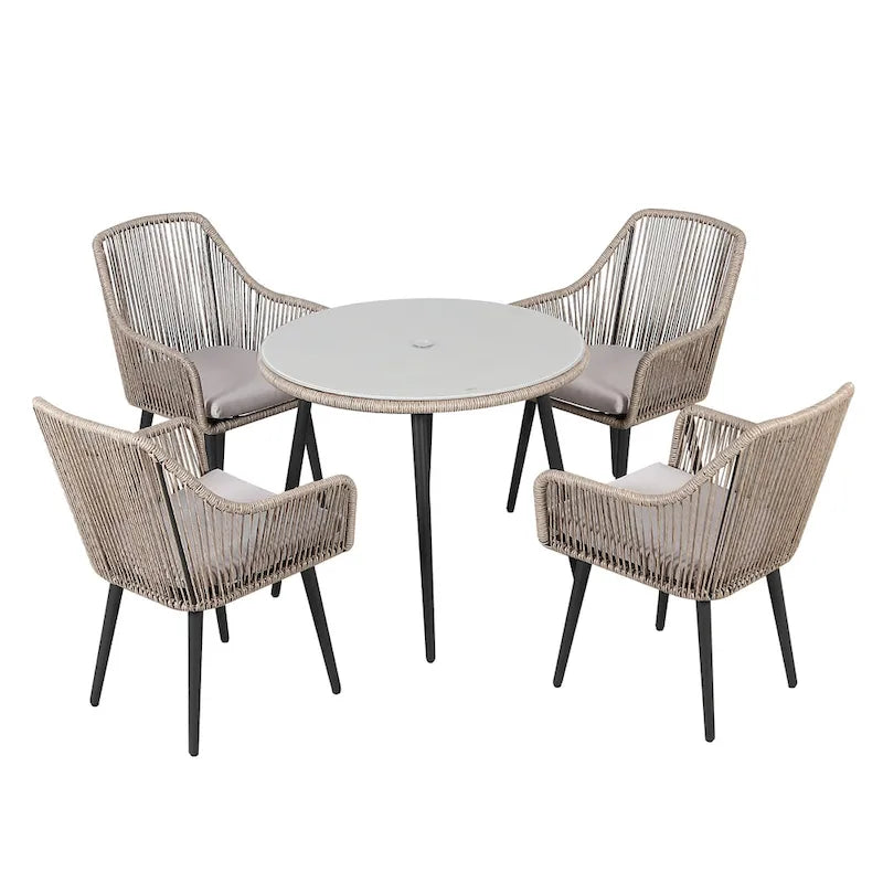 5-Piece Outdoor Patio Wicker Dining Set