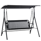 Outsunny Patio Swing Chair with Canopy, Seats 2 Adults Loveseat Bench with Adjustable Tilt Canopy, Armrests, A-Frame Steel